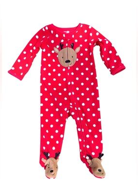 Carter's Just One You baby girls' red polka-dot reindeer fleece sleep 'n play